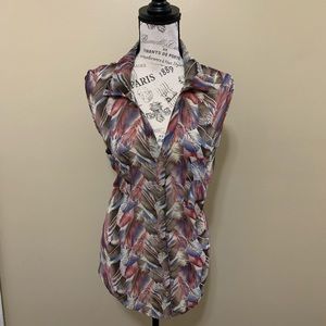 Maria Gabrielle Multi-Color Button Down Sleeveless Top Size 1X